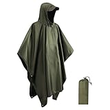 BDSHUNBF Poncho de Lluvia Impermeable Poncho Impermeable, 3 en 1 Multifuncional Chubasquero Transpirable Ultrafino/Toldo Manta/Estera de Camping, Ligero Reutilizable Actividades Al Aire Libre Verde