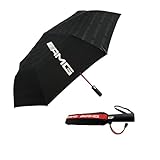 Paraguas Plegable AMG Auténtico – Antiviento, Apertura y Cierre Automáticos, Compacto de Viaje, Diseño Negro y Rojo Premium, Resistente y Ligero para Todo Clima