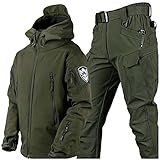 SHAIRMB Uniformes TáCticos para Hombres, Militar Impermeable Traje de Combate del EjéRcito Conjuntos, Exterior Piel de Tiburon Traje CáLido, Ropa de Caza,D,M