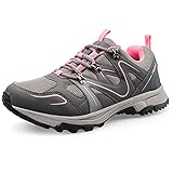 riemot Zapatillas Mujer Impermeables para Senderismo y Montaña,Calzado de Trekking Antideslizante,Zapatos Deportivos Mujer Ligero y Transpirable,Puntera Reforzada Zapatillas de Montaña Gris Rosa-EU39