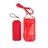 VOGUE Paraguas micromini plegable mujer elegante, fino y ultra ligero. Con bolsito smartphone. Ideal para regalo. Sistema Anti-viento (Wind Proof), Protección Solar UV. Apertura manual. (Rojo)
