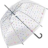 Benetton - Paraguas automático transparente, Signature Dot, 105 cm, Diseño de pantalla de campana